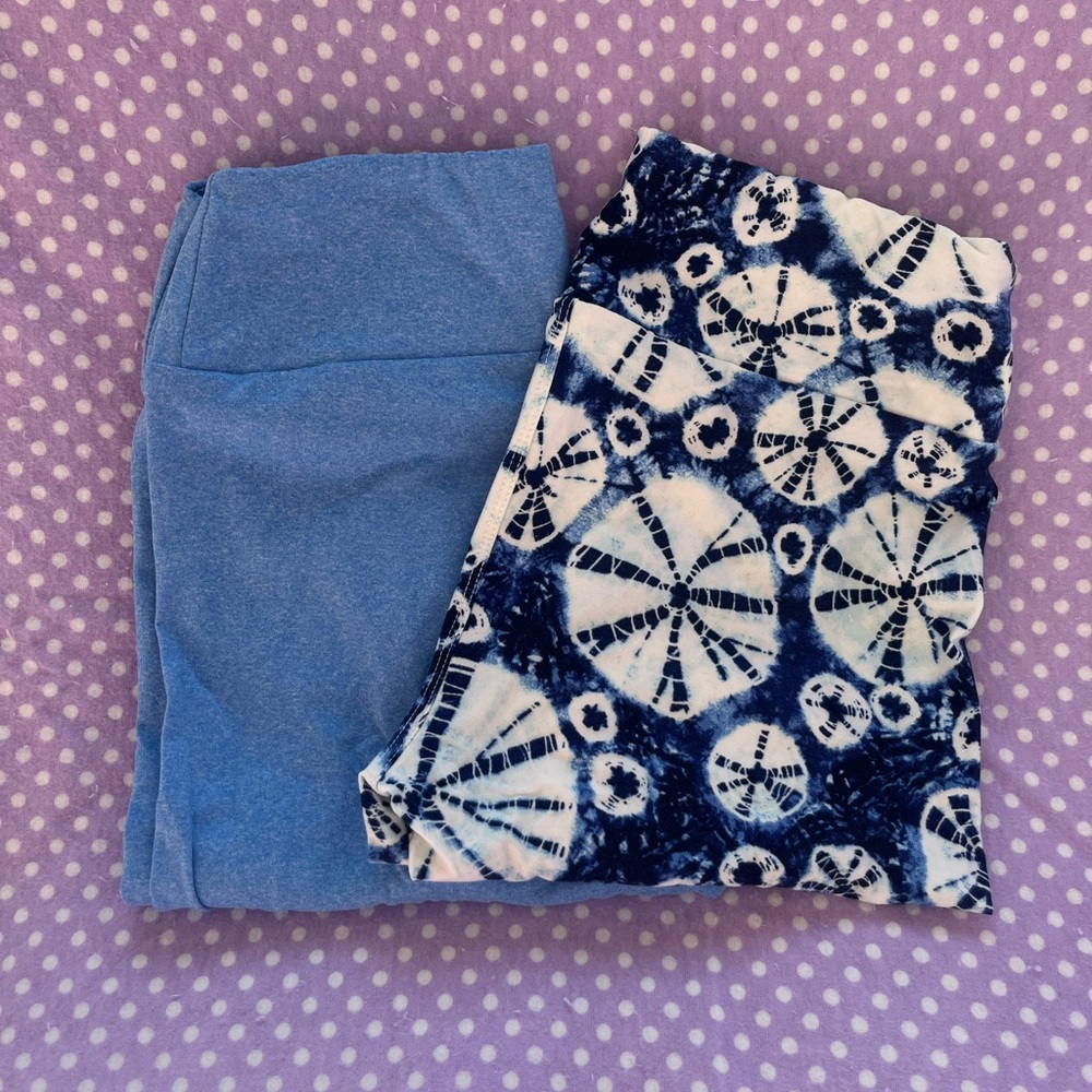 LuLaRoe Blue and Tie-Dye Leggings